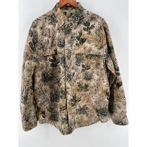 GameGuard Fishing Hunting Shirt Mens Small Tan Desert Cactus Camo Long Sleeve